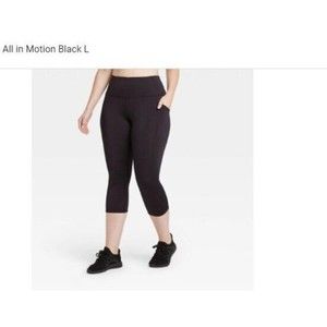 Women's Sculpted High-Rise Capri Leggings 21" All in Motion Black Sz LarGE
